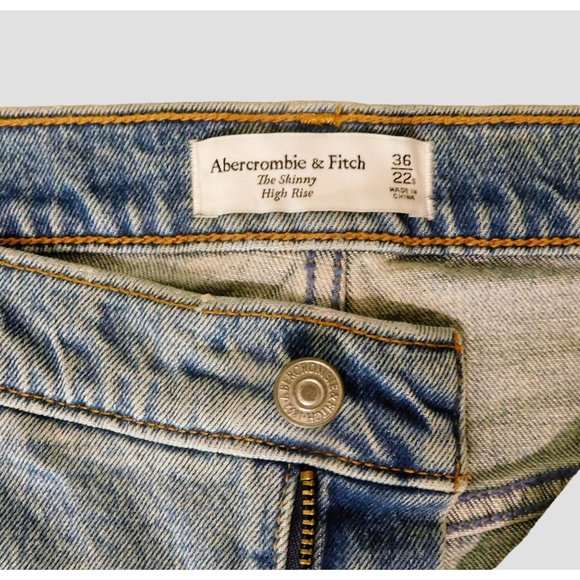 Abercrombie Fitch Jeans The Skinny 36 Short Blue Denim Destroyed Distressed NEW - Picture 9 of 12